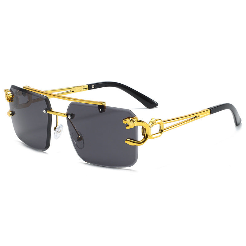 Wholesale Frameless leopard head double beam new style fashion personality trend outdoor driving personality trend Sunglasses
